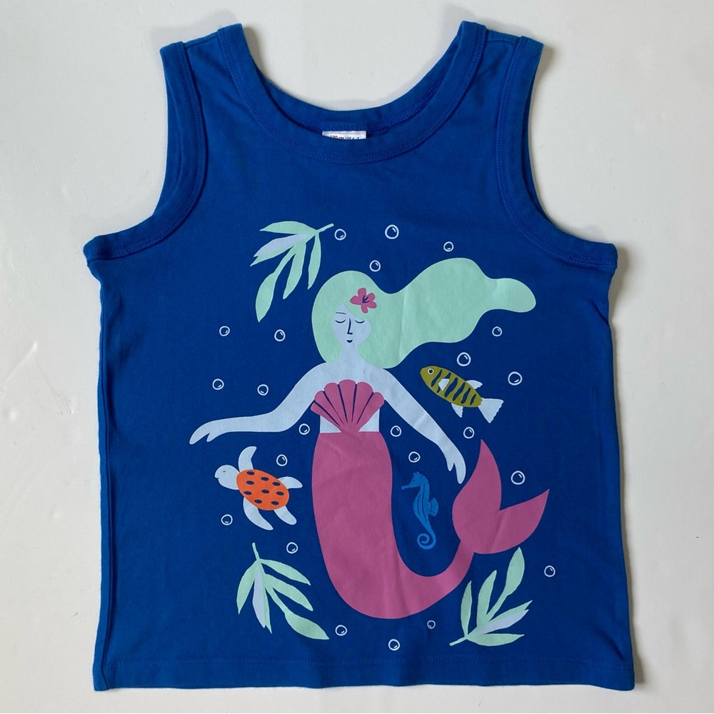 Hanna Andersson Shirt Size 120 6 7 Mermaid Tank Top Blue Turtle Fish Seahorse